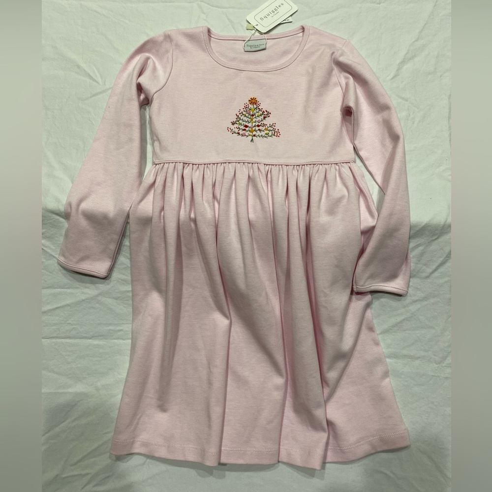 NWT Squiggles By Charlie Girls Christmas Dress. Pink. Christmas Tree. Size 6x/7